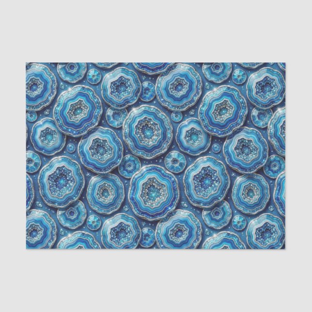 Luxury Decoupage | Ocean Blue + Gold Agate Geode Tissue Paper (Front)