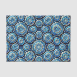 Luxury Decoupage   Ocean Blue + Gold Agate Geode Tissue Paper