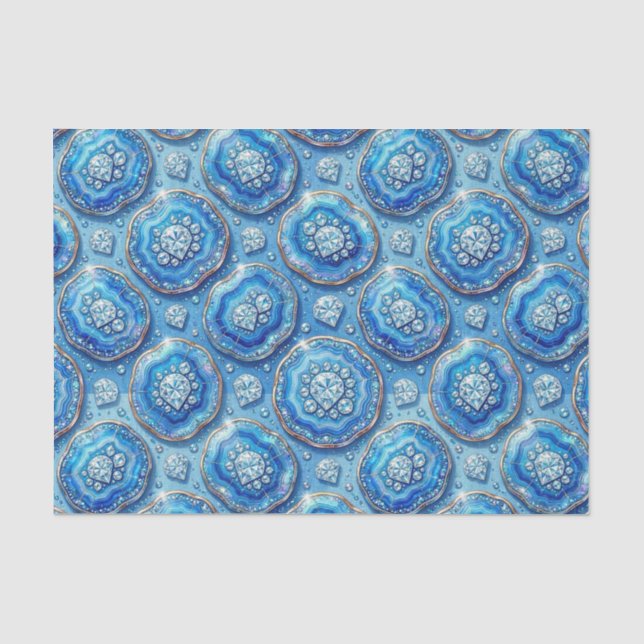 Luxury Decoupage | Ocean Blue + Gold Agate Geode Tissue Paper (Front)