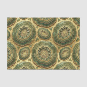 Luxury Decoupage Olive Green + Gold Agate Geode Tissue Paper