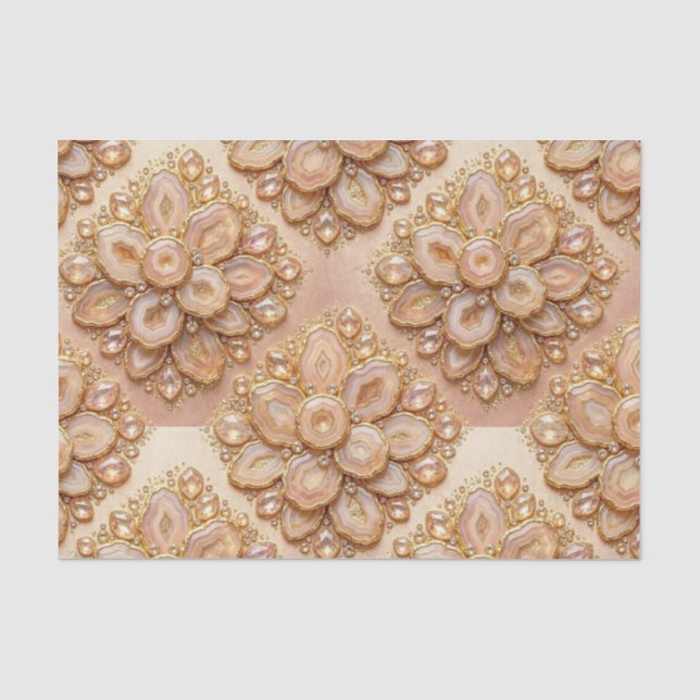 Luxury Decoupage | Rose Gold + Gold Agate Geode Tissue Paper (Front)