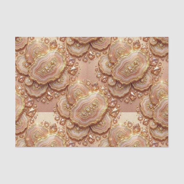 Luxury Decoupage | Rose Gold + Gold Agate Geode Tissue Paper (Front)