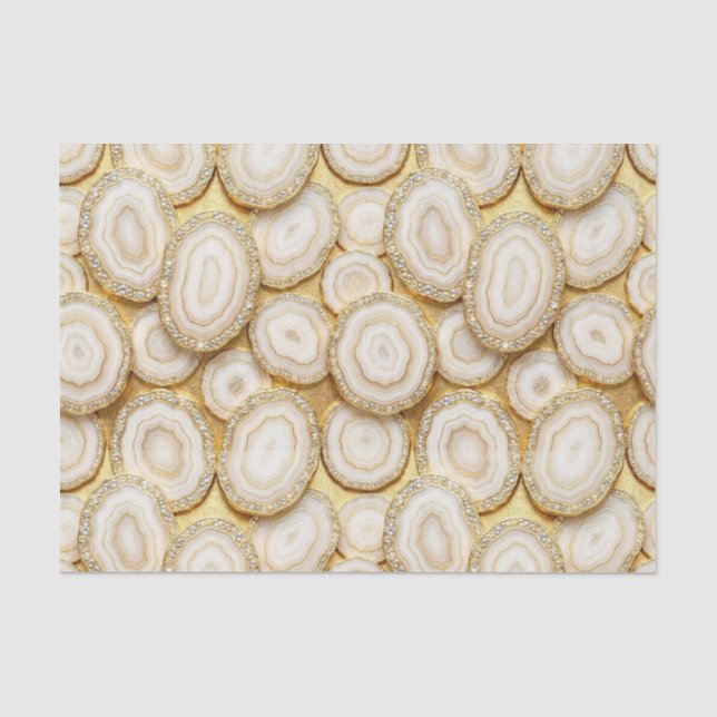 Luxury Decoupage | White + Gold Agate Geode Tissue Paper (Front)