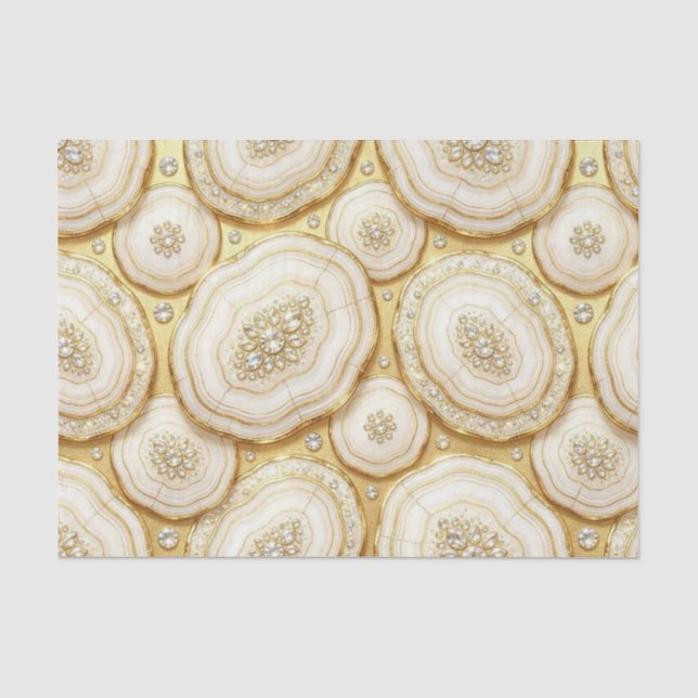 Luxury Decoupage | White + Gold Agate Geode Tissue Paper (Front)