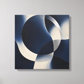 Luxury Deep Midnight Blue and White Fluid Geometri Canvas Print