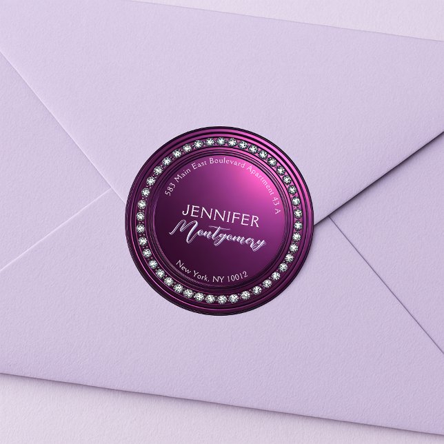 Luxury Deep Purple Diamond Return Address Label (Creator Uploaded)