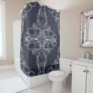 Luxury design, floral pattern, navy blue, white