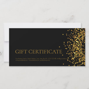 Luxury Design Gift Certificate Gold Sparkle Black Thank You Card