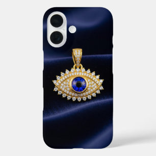 Luxury Designer-Style Evil Eye Pendant on Velvet iPhone 16 Case