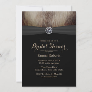 Luxury Diamond & Faux Fox Fur Bridal Shower Invitation