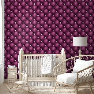 Luxury Diamond Tufted Quilted Deep Purple Wallpaper