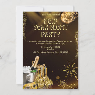Luxury digital New Year night celebration Invitation
