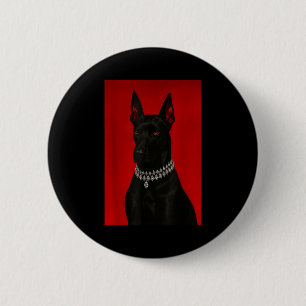 Luxury doberman dark black dog portrait gothic 2 inch round button
