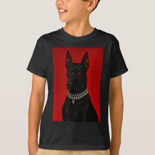 Luxury doberman dark black dog portrait gothic T-Shirt