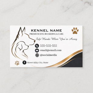 Luxury Dog Kennel Elegant Gold Wave Customizable Business Card