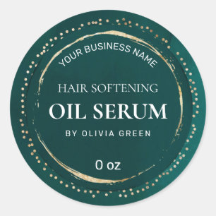 Luxury Dotted Gold Teal Green Hair Serum Labels