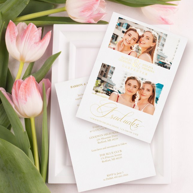 Luxury Double Graduation Chic Golden 2 Photos  (Creator Uploaded)