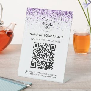 Luxury drips glitter purple Salon Pedestal Sign