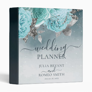 Luxury Dusty Blue Floral Wedding Planner Binder