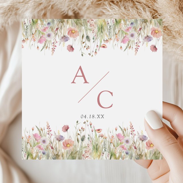 Luxury Dusty Pink Wildflower Wedding Napkin (Creator Uploaded)