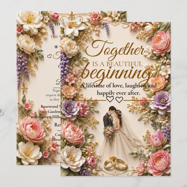 Luxury Editable Card for wedding invitation (Front/Back)