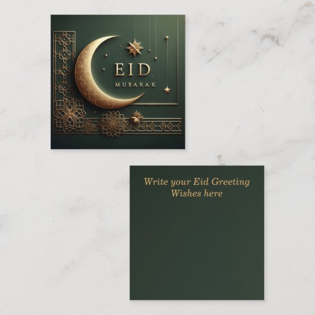 Luxury Eid Mubarak Greeting in Green Card (Front/Back)