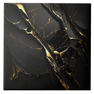 Luxury Elegant Black and Gold Marble Tile