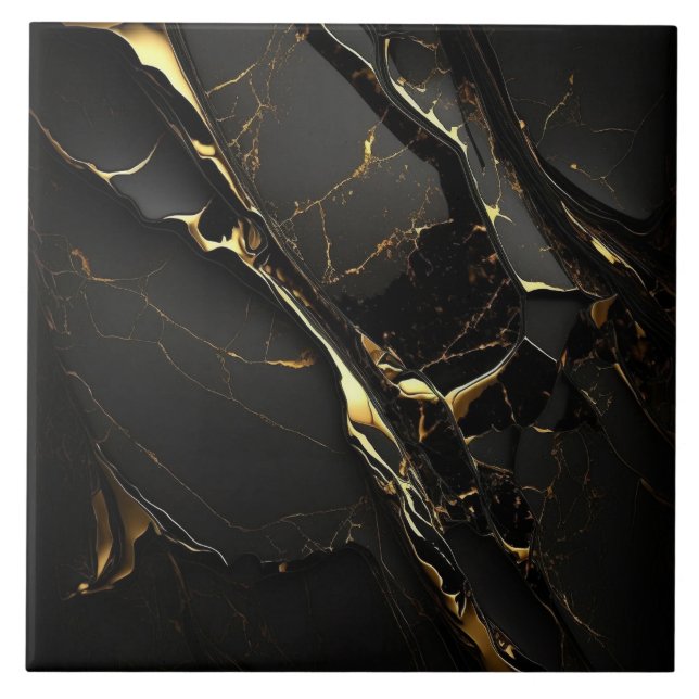 Luxury Elegant Black and Gold Marble Tile (Front)