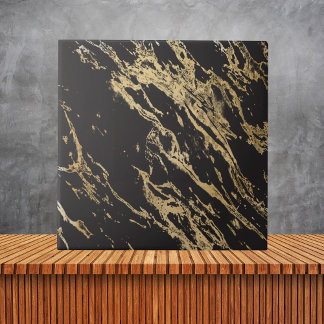 Luxury Elegant Black and Gold Marble Tile