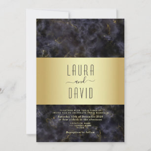 Luxury Elegant Black and Gold Wedding Invitation