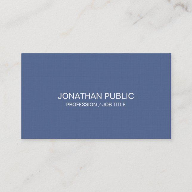 Luxury Elegant Blue Simple Plain Professional Business Card (Front)