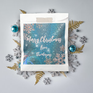 Luxury Elegant Blue Winter Wonderland Christmas Favour Bag