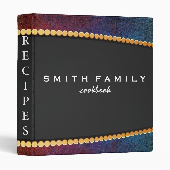 Luxury elegant  blush gold floral recipes 3 ring b binder (Front/Spine)