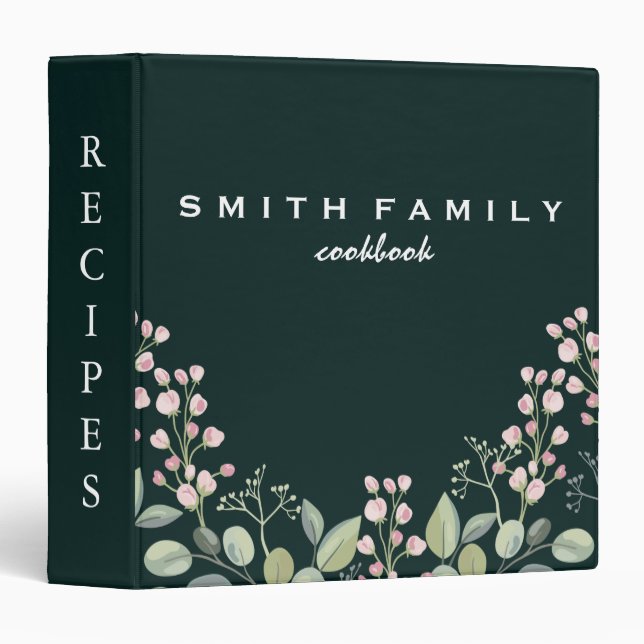 Luxury elegant  blush gold floral recipes binder (Front/Spine)