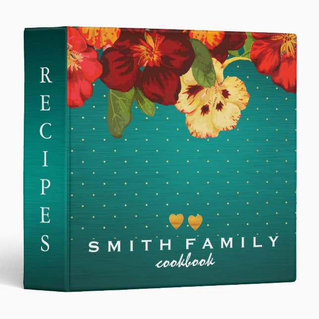 Luxury elegant  blush gold floral recipes binder (Front/Spine)