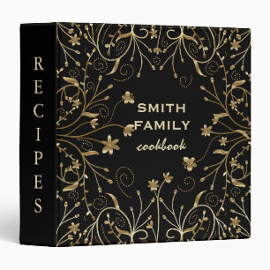 Luxury elegant blush gold floral recipes binder