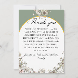 Luxury Elegant Boho Minimalist Sage Green Gold  Thank You Card