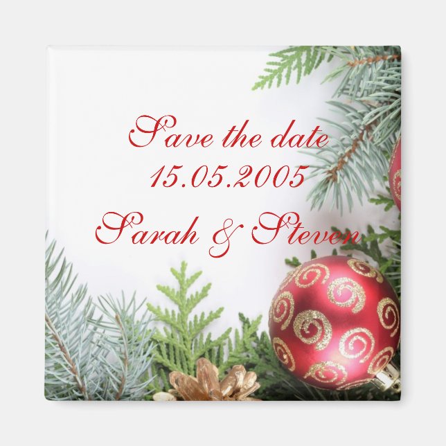 Luxury Elegant Christmas Winter Save the date Magnet (Front)