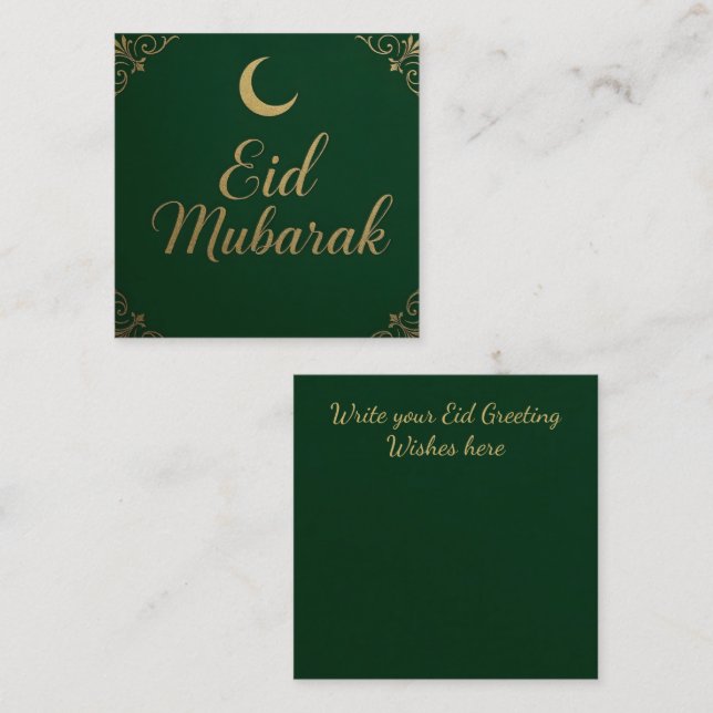 Luxury Elegant Eid Mubarak Greeting in Green Card (Front/Back)