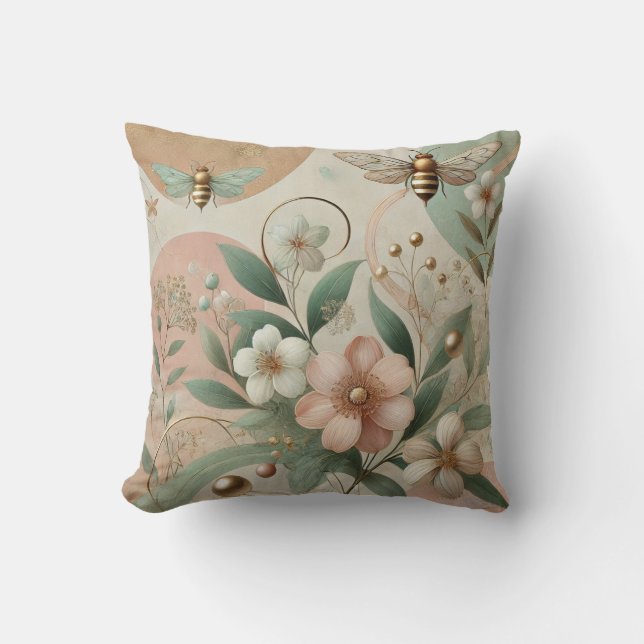 Luxury elegant floral throw pillow (Front)