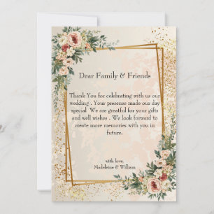 Luxury Elegant Garden Flowers Wedding Thank You Card