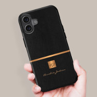 Luxury elegant gold black monogram name