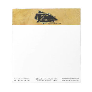 Luxury Elegant Gold Glitter Marble Script Notepad