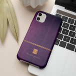 Luxury elegant gold glitter purple monogrammed Case-Mate iPhone case<br><div class="desc">Classy exclusive looking office or personal monogrammed phone case featuring a faux copper metallic gold glitter square with your monogram name initials and a sparkling stripe over a stylish purple indigo faux leather background. Suitable for small business, corporate or independent business professionals, personal branding or stylists specialists, makeup artists or...</div>