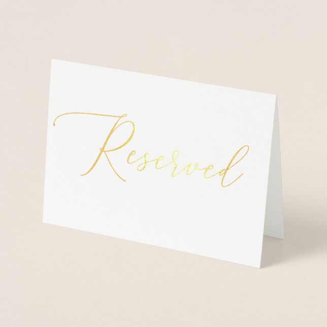 Luxury Elegant Gold Script | Wedding Reserved Sign Foil Card (Front)
