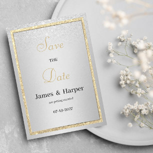Luxury elegant gold silver glitter Save the Date Invitation