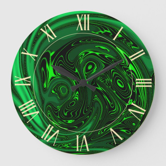 Luxury Elegant Green Dragon Horse Abstract Large Clock (Front)