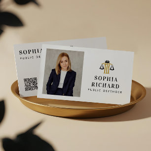 Luxury Elegant Justice Scale Attorney at Law Photo Business Card