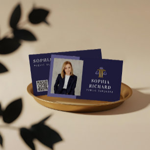 Luxury Elegant Justice Scale Attorney at Law Photo Business Card