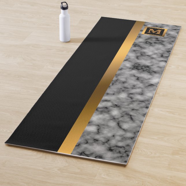 Luxury Elegant Modern Black Gold Marble Yoga Mat (In Situ)